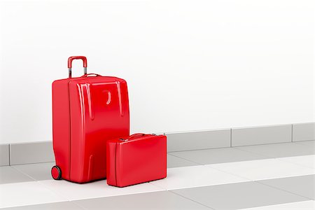 simsearch:400-07262064,k - Red suitcase and briefcase at the airport Stock Photo - Budget Royalty-Free & Subscription, Code: 400-09046165