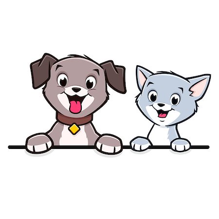simsearch:400-09049781,k - Cartoon dog cat for frame border element Foto de stock - Super Valor sin royalties y Suscripción, Código: 400-09046185