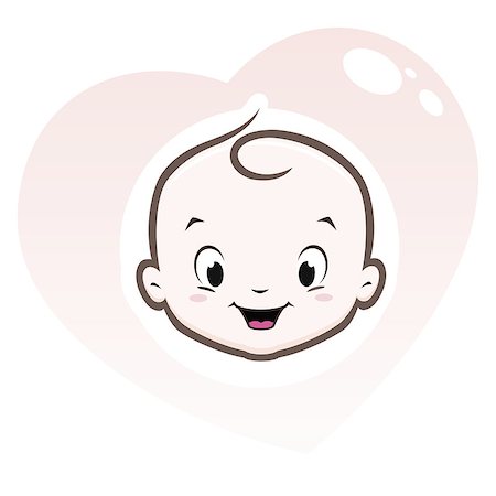 Cartoon baby face in heart shaped frame Foto de stock - Super Valor sin royalties y Suscripción, Código: 400-09046195
