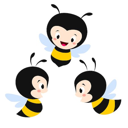 simsearch:400-09049781,k - Vector illustration of three cute cartoon bees Foto de stock - Super Valor sin royalties y Suscripción, Código: 400-09046198
