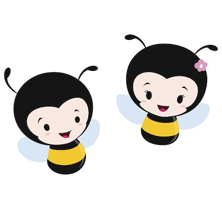 simsearch:400-09049781,k - Vector illustration of two cute cartoon bees. Flat color, no transparency. EPS 8. Foto de stock - Super Valor sin royalties y Suscripción, Código: 400-09046199