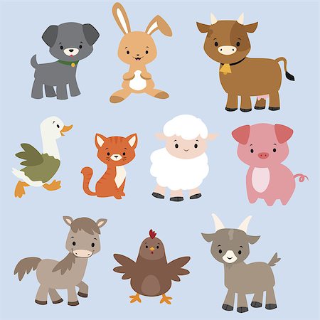 simsearch:400-06102921,k - A set of cute cartoon farm animals Stock Photo - Budget Royalty-Free & Subscription, Code: 400-09046190