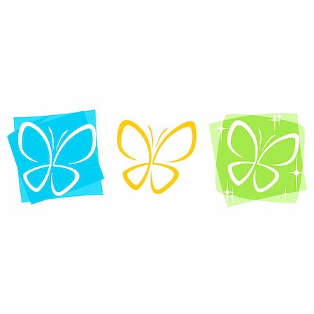 layered vector butterfly icons in three colors Foto de stock - Super Valor sin royalties y Suscripción, Código: 400-09046192