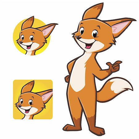 Vector illustration of cute cartoon fox for design element Foto de stock - Super Valor sin royalties y Suscripción, Código: 400-09046207