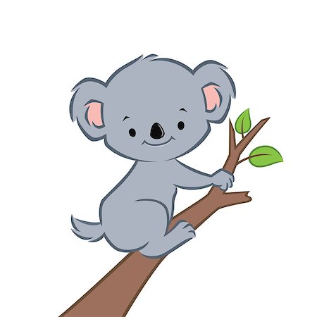 simsearch:400-09049781,k - Vector illustration of a cute smiling koala on a branch Foto de stock - Super Valor sin royalties y Suscripción, Código: 400-09046214