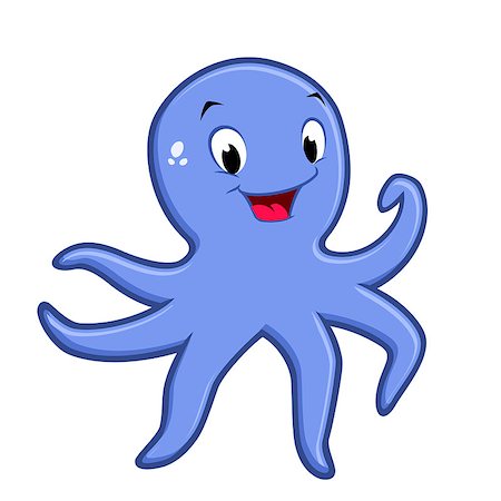 Vector illustration of a cute smiling cartoon octopus Stock Photo - Budget Royalty-Free & Subscription, Code: 400-09046215