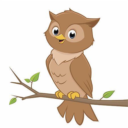 Vector cartoon illustration of an owl perching on a branch Foto de stock - Super Valor sin royalties y Suscripción, Código: 400-09046218
