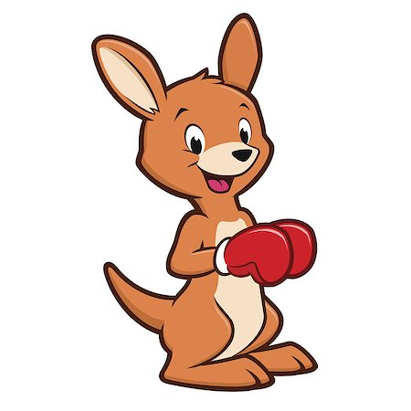 Cute baby kangaroo wearing boxing gloves smiling Stock Photo - Budget Royalty-Free & Subscription, Code: 400-09046212