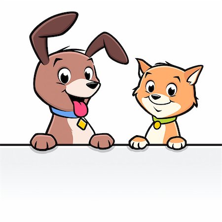 simsearch:400-04871184,k - Cartoon dog cat for frame border element Photographie de stock - Aubaine LD & Abonnement, Code: 400-09046225