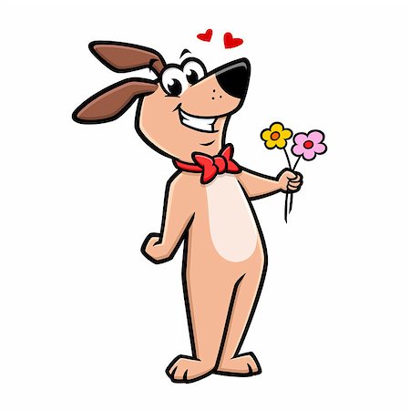 Vector illustration of romantic dog handing out flowers Foto de stock - Super Valor sin royalties y Suscripción, Código: 400-09046227