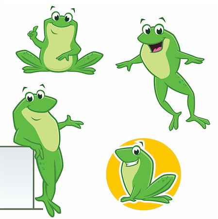 Vector illustration of  cartoon green frogs in various poses Foto de stock - Super Valor sin royalties y Suscripción, Código: 400-09046233