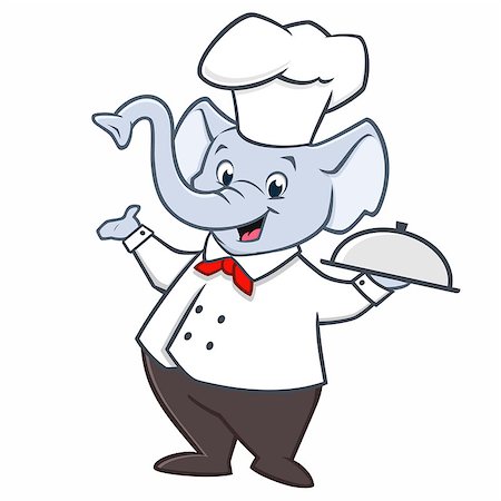 Vector illustration of elephant chef holding a tray Foto de stock - Super Valor sin royalties y Suscripción, Código: 400-09046249