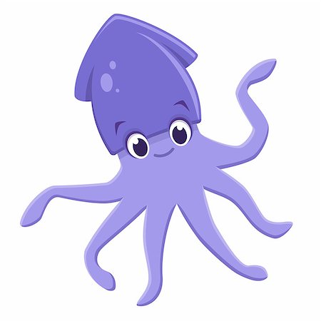simsearch:400-09049781,k - Vector illustration of a cute squid cuttlefish  for design element Foto de stock - Super Valor sin royalties y Suscripción, Código: 400-09046240