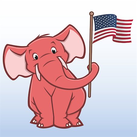 Vector illustration of a republican elephant holding american flag Foto de stock - Super Valor sin royalties y Suscripción, Código: 400-09046254