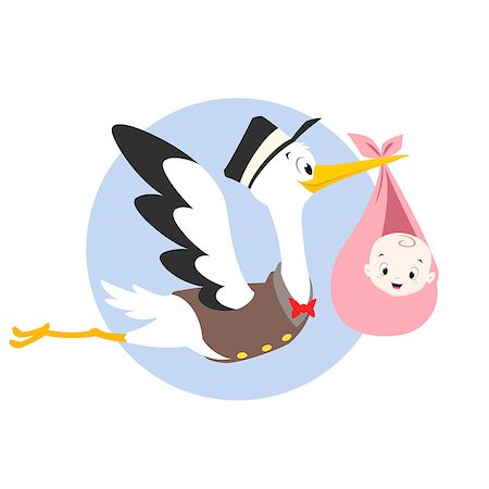 Vector cartoon illustration of a stork carrying baby Foto de stock - Super Valor sin royalties y Suscripción, Código: 400-09046256