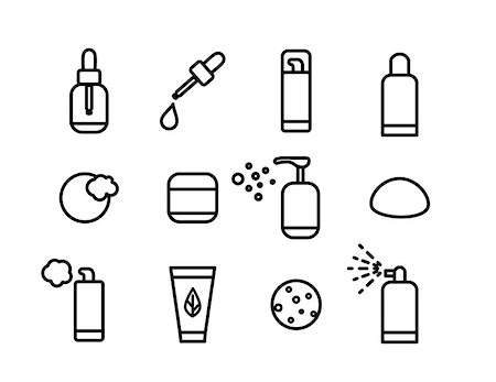 simsearch:400-04127590,k - Vector line art cosmetics icons beauty set Stock Photo - Budget Royalty-Free & Subscription, Code: 400-09046339