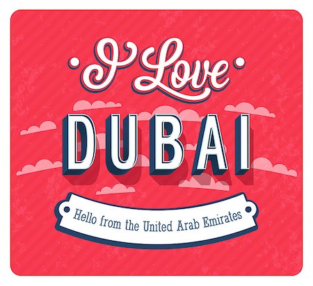 dubai sign - Vintage greeting card from Dubai - United Arab Emirates. Vector illustration. Stock Photo - Budget Royalty-Free & Subscription, Code: 400-09046362
