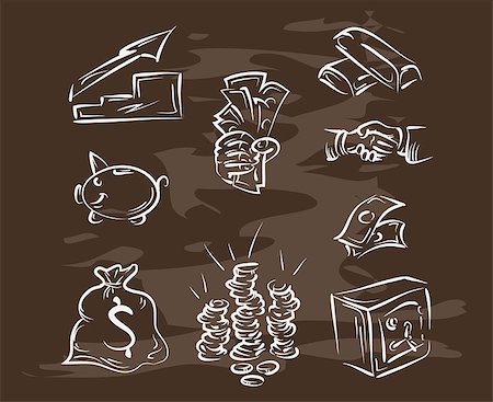 Collection of hand-drawn finance on blackboard. Retro vintage style .vector eps10 Stock Photo - Budget Royalty-Free & Subscription, Code: 400-09046418