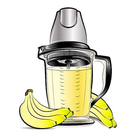 simsearch:400-08977333,k - Drawing color kitchen blender with Bananas juice. Vector illustration Stock Photo - Budget Royalty-Free & Subscription, Code: 400-09046424