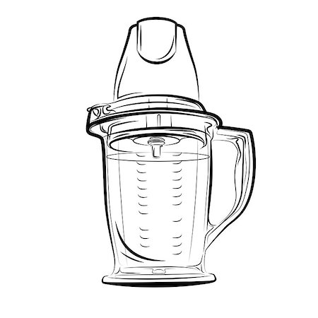 simsearch:400-08977333,k - Drawing black and white kitchen blender. Vector illustration Stock Photo - Budget Royalty-Free & Subscription, Code: 400-09046425