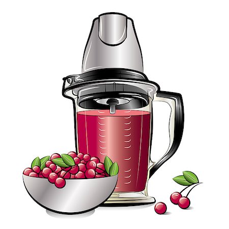 simsearch:400-08977333,k - Drawing color kitchen blender with Cherry juice. Vector illustration Stock Photo - Budget Royalty-Free & Subscription, Code: 400-09046426