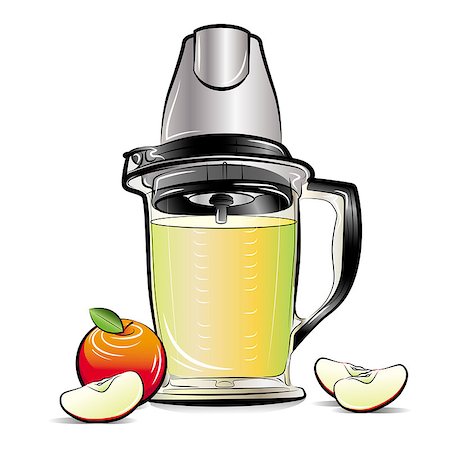 simsearch:400-08977333,k - Drawing color kitchen blender with Apple juice. Vector illustration Stock Photo - Budget Royalty-Free & Subscription, Code: 400-09046423