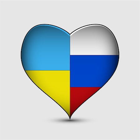 simsearch:400-09097916,k - Vector illustration of hearth with Russian and Ukrainian flags halves. Photographie de stock - Aubaine LD & Abonnement, Code: 400-09046442