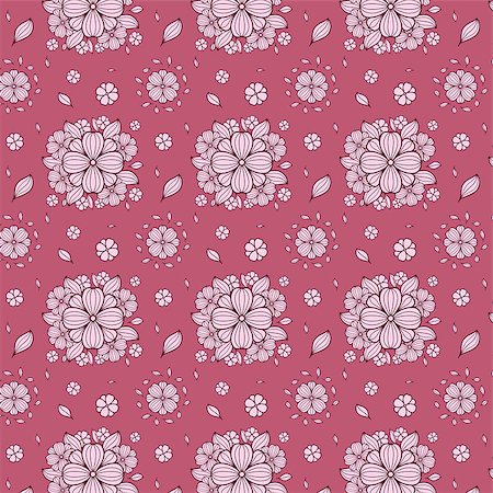 Vector flower seamless pattern. Simple flower print. Floral cute doodle background. Hand drawn elegant nature ornament for fabric. Foto de stock - Royalty-Free Super Valor e Assinatura, Número: 400-09046459