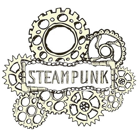 simsearch:400-04792768,k - Steampunk style background, vector Foto de stock - Royalty-Free Super Valor e Assinatura, Número: 400-09046467