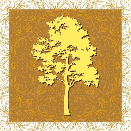 simsearch:622-02354988,k - Pine Tree Silhouette on Abstract Brown Background, Element for Seamless Tile Pattern. Vector Stock Photo - Budget Royalty-Free & Subscription, Code: 400-09046482