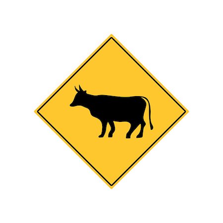 Cow Road Sign Warning vector Stock Photo - Budget Royalty-Free & Subscription, Code: 400-09046522