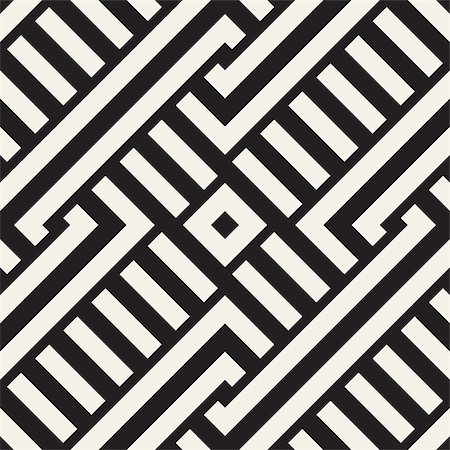 simsearch:400-08415945,k - Interlacing Lines Maze Lattice. Ethnic Monochrome Texture. Abstract Geometric Background Design. Vector Seamless Black and White Pattern. Stockbilder - Microstock & Abonnement, Bildnummer: 400-09046576