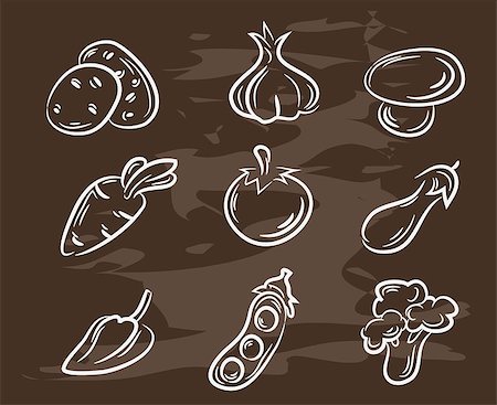 pic of cabbage for drawing - Collection of hand-drawn vegetables.Retro vintage style food design. Vector illustration EPS10 Stock Photo - Budget Royalty-Free & Subscription, Code: 400-09046698