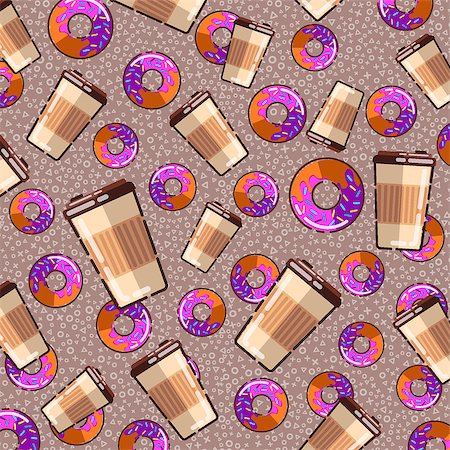 donut hole - Seamless pattern configures, donut, and coffee. Donut vector illustration Stock Photo - Budget Royalty-Free & Subscription, Code: 400-09046714