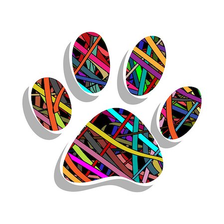 simsearch:400-07986020,k - Illustration colorful paw print on a white background. Stock Photo - Budget Royalty-Free & Subscription, Code: 400-09046726