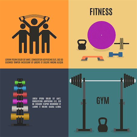 Set of sports equipment items. Flat elements design for gym and fitness, vector illustration. Stockbilder - Microstock & Abonnement, Bildnummer: 400-09046819