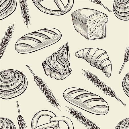 frescomovie (artist) - Hand drawn vector illustration bakery. Seamless pattern with baking elements. Sketch style. Stock Photo - Budget Royalty-Free & Subscription, Code: 400-09046820