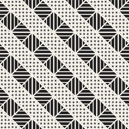 simsearch:400-09098204,k - Vector seamless black and white trendy pattern. Modern stylish repeating texture. Repeating geometric lattice Stock Photo - Budget Royalty-Free & Subscription, Code: 400-09046881