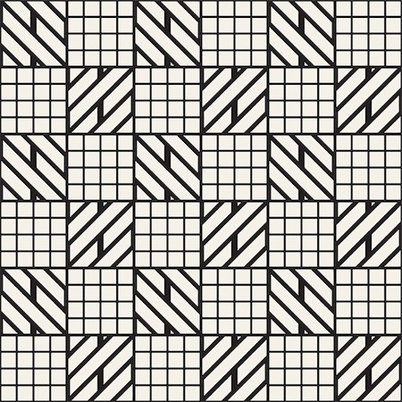 simsearch:400-09098204,k - Vector seamless black and white trendy pattern. Modern stylish repeating texture. Repeating geometric lattice Stock Photo - Budget Royalty-Free & Subscription, Code: 400-09046882
