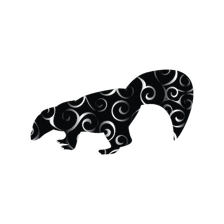 simsearch:400-09046939,k - Skunk mammal color silhouette animal. Vector Illustrator. Stockbilder - Microstock & Abonnement, Bildnummer: 400-09046919