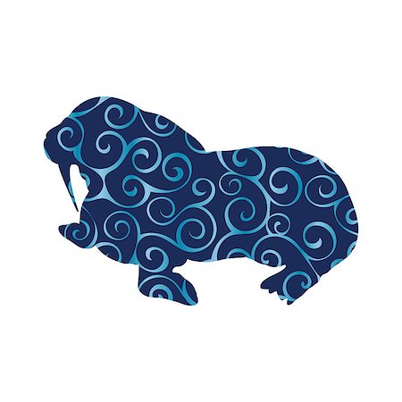 simsearch:400-09046939,k - Walrus arctic color silhouette animal. Vector Illustrator. Stockbilder - Microstock & Abonnement, Bildnummer: 400-09046931