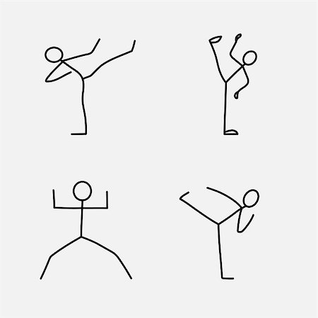 simsearch:400-07417999,k - Stick figure men doing karate vector Stock Photo - Budget Royalty-Free & Subscription, Code: 400-09047050