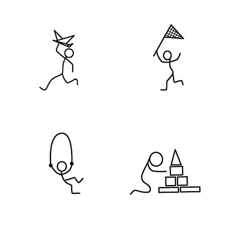 stick figure with baby - Cartoon icons set of sketch little vector people in cute miniature scenes. Stock Photo - Budget Royalty-Free & Subscription, Code: 400-09047053