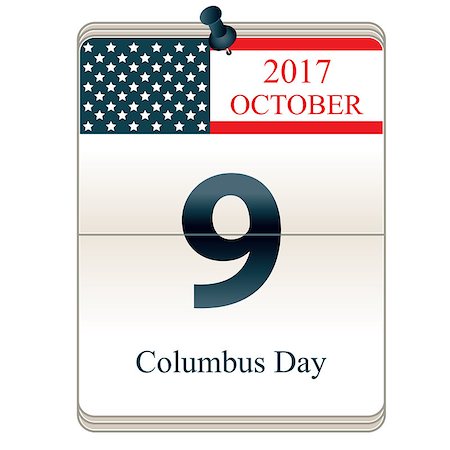 Vector of Calendar of Christopher Columbus Day 2017 with American flag Stock Photo - Budget Royalty-Free & Subscription, Code: 400-09047079