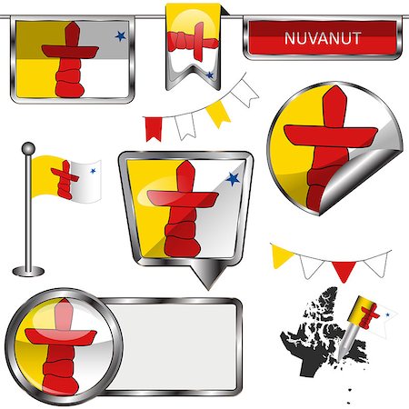 simsearch:400-08506240,k - Vector glossy icons of flag of province Nunavut on white Stock Photo - Budget Royalty-Free & Subscription, Code: 400-09047095