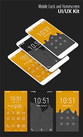 simsearch:400-08645953,k - 3d isometric flat design lockscreen mobile UI mock up, with triangular abstract geometric landscape background Stock Photo - Budget Royalty-Free & Subscription, Code: 400-09047179