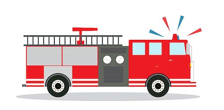 simsearch:400-04379993,k - Colored Fire Truck with Siren Flat Design. Vector Illustration. EPS10 Stock Photo - Budget Royalty-Free & Subscription, Code: 400-09047218