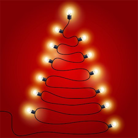 simsearch:400-08676989,k - Christmas Lights shaped as Christmas tree - festive lights garlands Foto de stock - Super Valor sin royalties y Suscripción, Código: 400-09047221