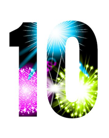 simsearch:400-09047268,k - Sparkler firework figure isolated on white background. Vector design light effect alphabet. Number 10. Stock Photo - Budget Royalty-Free & Subscription, Code: 400-09047262