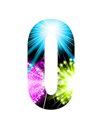 simsearch:400-09047268,k - Sparkler firework figure isolated on white background. Vector design light effect alphabet. Number 0. Stock Photo - Budget Royalty-Free & Subscription, Code: 400-09047263